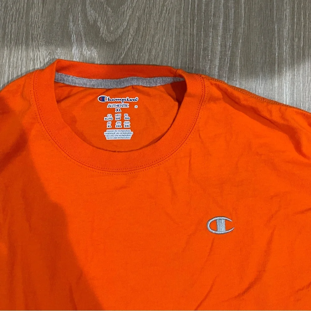 Champion Authentic Orange Cotton Workout Tee Short Sleeve T-Shirt - Picture 3 of 6